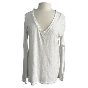 ANTHROPOLOGIE We The FreeWhite Long Sleeve V Neck Shirt | Top Size S